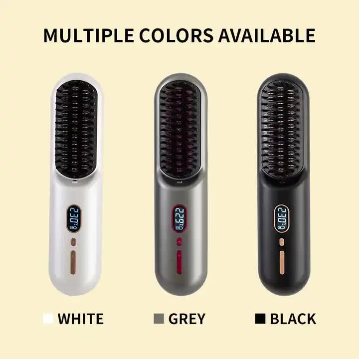 Black Negative Ion Hair Straightener Brush - Ionic Hair Straightening Comb for Frizz-Free, Smooth Hair