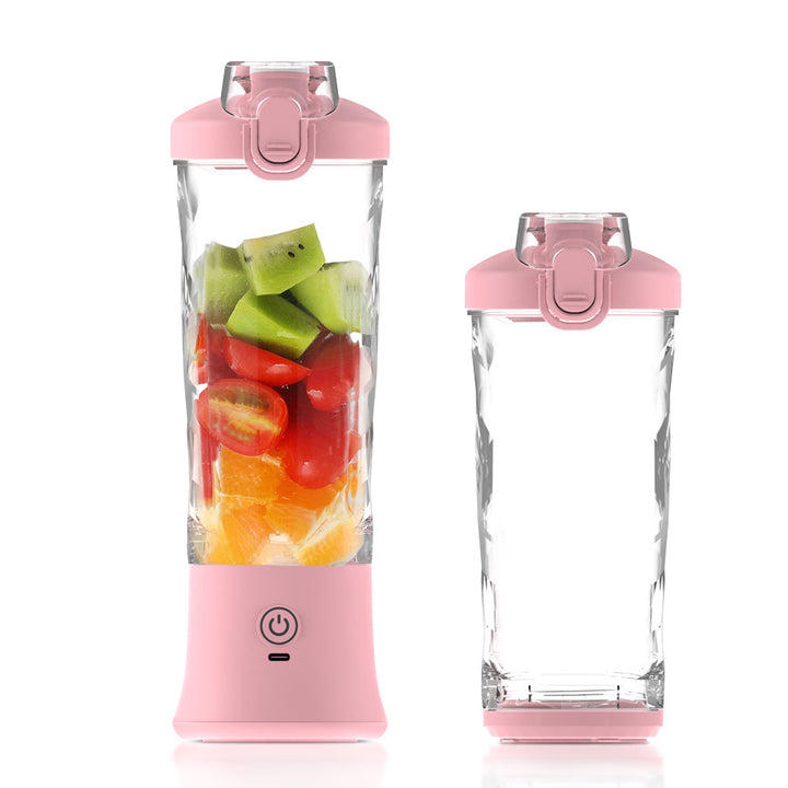 Pink 600ml Large Capacity Juicer Cup - Rechargeable Portable Multifunctional Ice Crushing & Fruit Blender