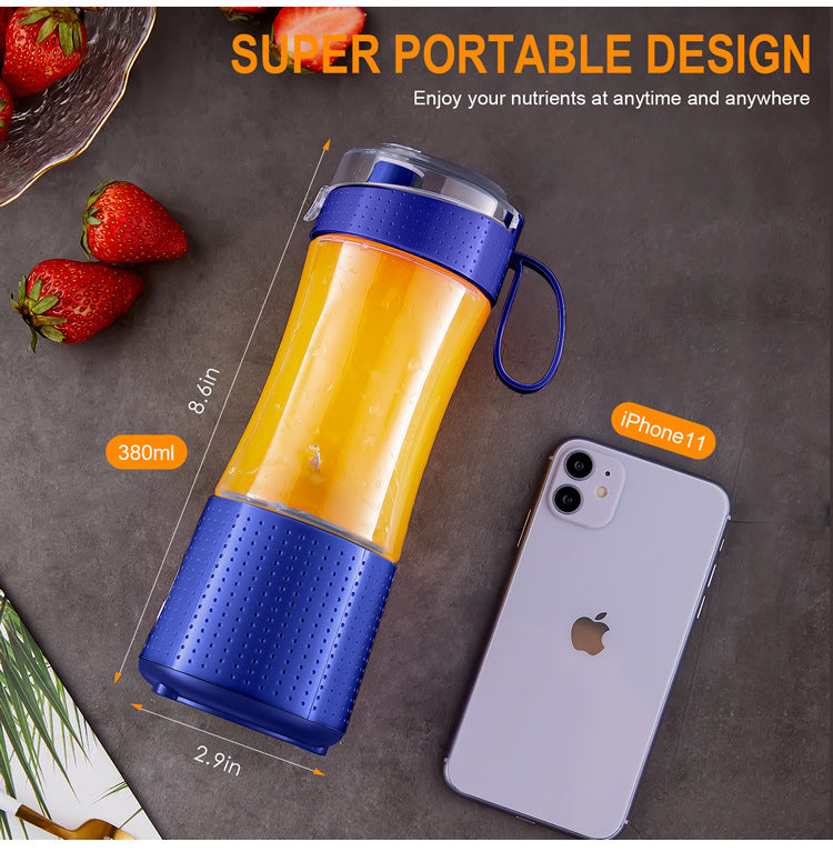 Blue Portable Mini Juicer - Rechargeable Electric Fruit Juicer Cup, Compact & Convenient