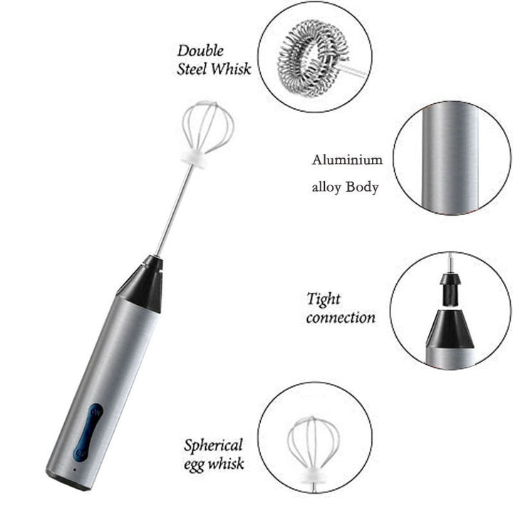 Rechargeable Electric Milk Frother, Handheld Foam Maker, Coffee Frothing Wand, Whisk for Milk, Coffee, and Baking