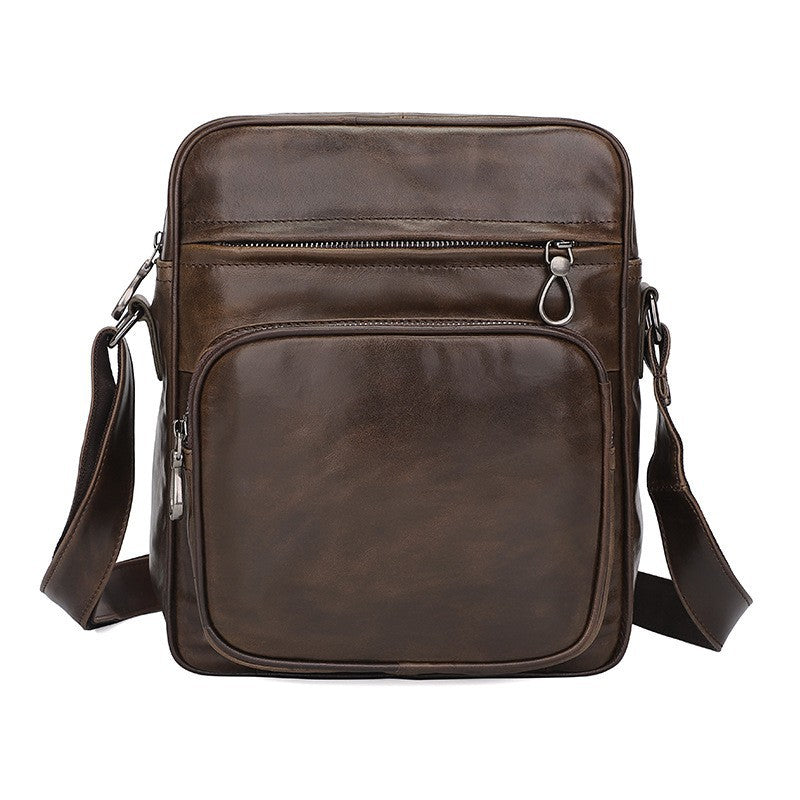 Dark Brown Men's Genuine Leather Casual Shoulder Bag, Minimalist Crossbody Bag for Everyday Use