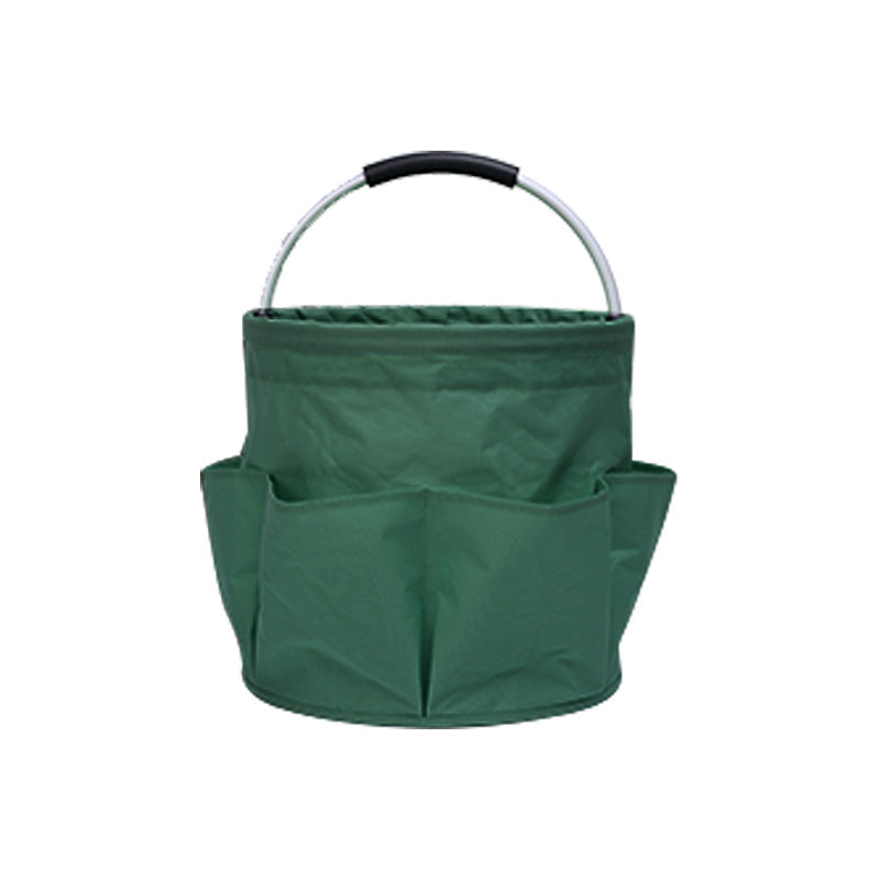 Green Portable Picnic Basket, Foldable Outdoor Beach Basket with Handle, Multi-Use Storage and Wash Bag