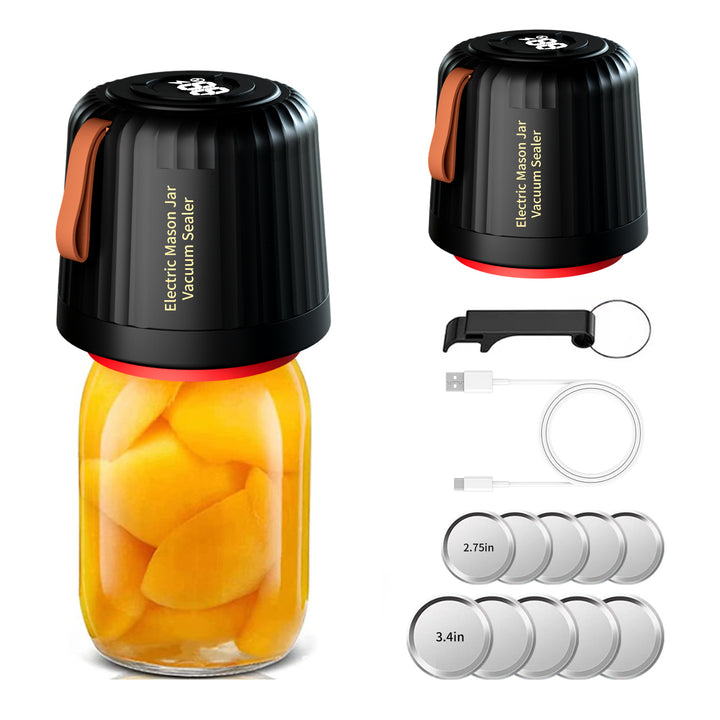 Standard Edition Electric Mason Jar Vacuum Sealer Kit - Automatic Food Preservation System with Wine Stopper & Bags