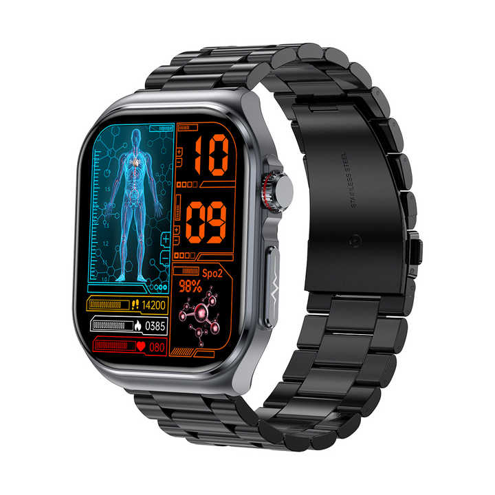 Black Smartwatch with Bluetooth Calling, ECG, Blood Pressure, Heart Rate, and Multi-Sport Modes