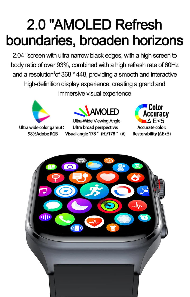 Black Smartwatch with Bluetooth Calling, ECG, Blood Pressure, Heart Rate, and Multi-Sport Modes