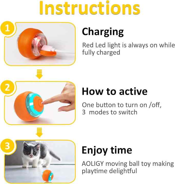 Interactive Electric Cat Toy Ball – Rechargeable Smart Rolling Pet Ball