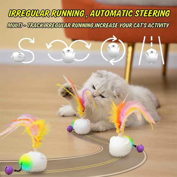 Interactive Cat Feather Toy with LED Lights – Smart Motion Pet Playmate