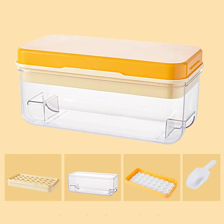 Yellow Eco-Friendly Large Capacity Food-Grade Ice Cube Tray with Lid