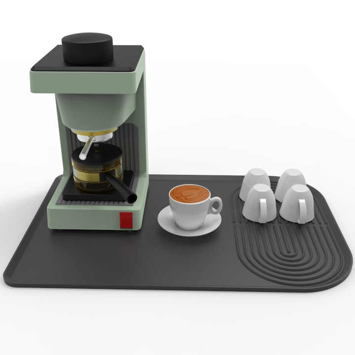 Black Silicone Coffee Machine Mat – Waterproof, Anti-Slip, and Durable Countertop Protector