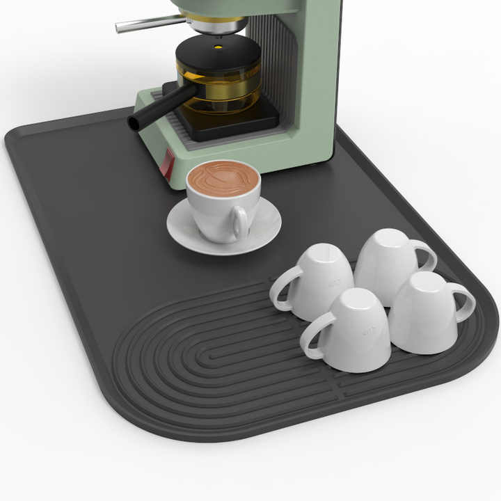 Black Silicone Coffee Machine Mat – Waterproof, Anti-Slip, and Durable Countertop Protector