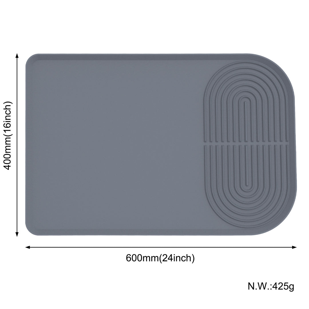 Grey Silicone Coffee Machine Mat - Waterproof, Anti-Slip, and Durable Countertop Protector