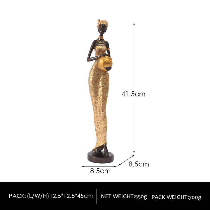 Exotic African Woman Figurine - Elegant Resin Sculptures for Home Decor