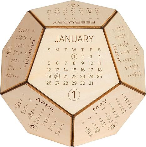 Handmade Wooden Desk Calendar | Sustainable Eco-Friendly Perpetual Calendar | Unique Office Decor Gift