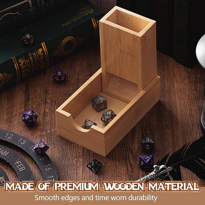 Portable Foldable Bamboo Dice Tower Set – Premium Wooden Dice Roller for Tabletop RPG and Board Games