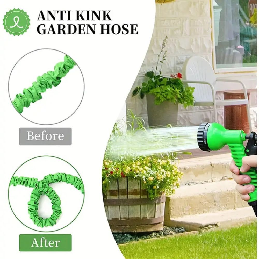 15m Anti-Kink Expandable Garden Hose - Flexible, Tangle-Free Water Hose with Adjustable Spray Nozzle