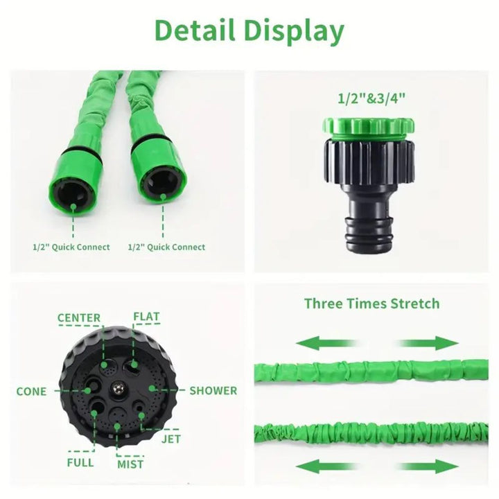 22m Anti-Kink Expandable Garden Hose - Flexible, Tangle-Free Water Hose with Adjustable Spray Nozzle