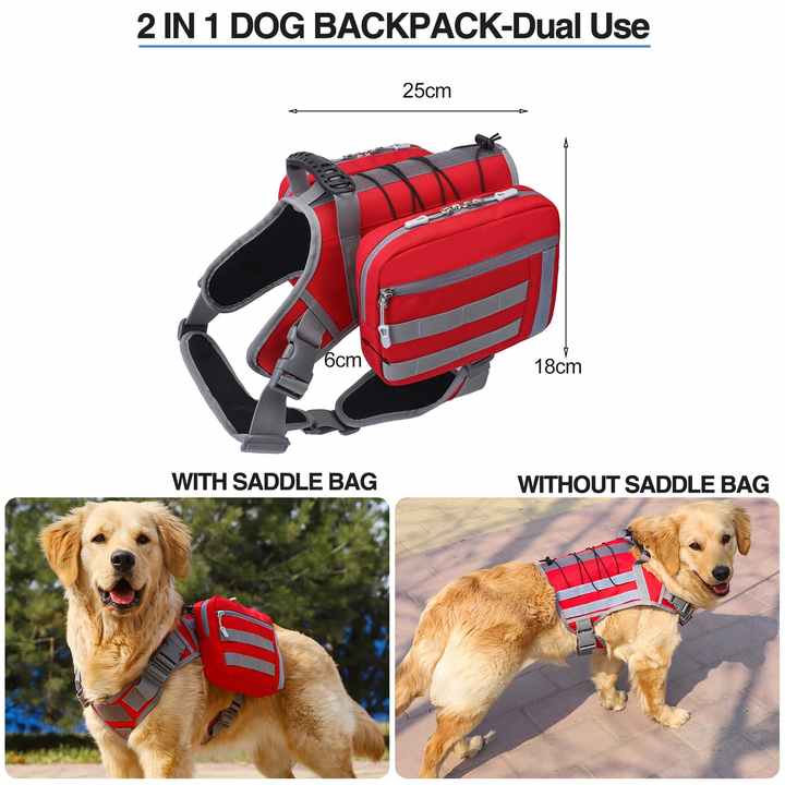 Camouflage Dog Tactical Backpack Harness - Adjustable Outdoor Camouflage Saddle Bag for Dogs