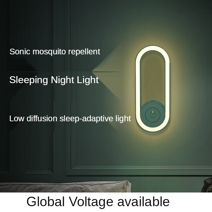 White Ultrasonic Mosquito Repellent Night Light - Sleep-Friendly LED Wall Lamp