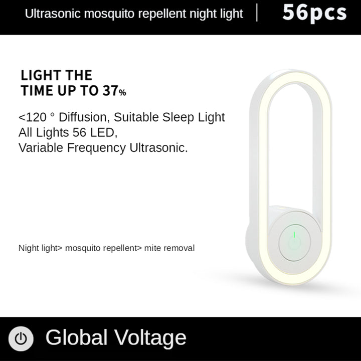 Green Ultrasonic Mosquito Repellent Night Light - Sleep-Friendly LED Wall Lamp