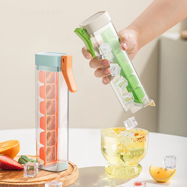 Orange Ice Cube Maker Bottle - Portable and Easy-Release Ice Cube Tray for Drinks