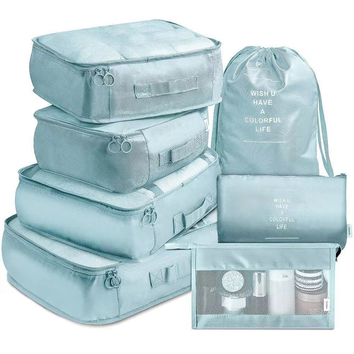 Blue Travel Packing Cube Set  - 7-Piece Luggage Organizer for Clothes, Toiletries, and Accessories