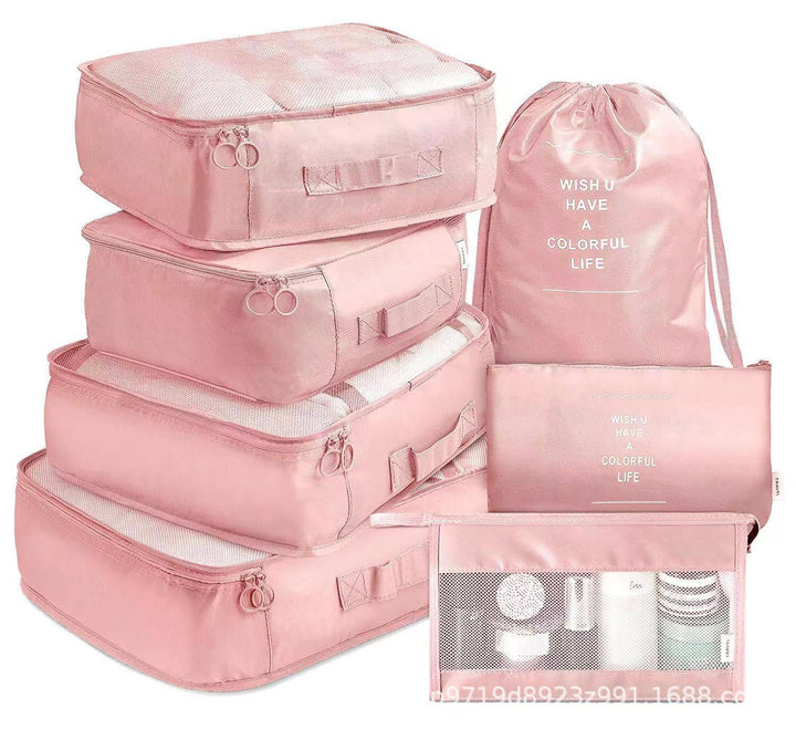 Pink Travel Packing Cube Set - 7-Piece Luggage Organizer for Clothes, Toiletries, and Accessories