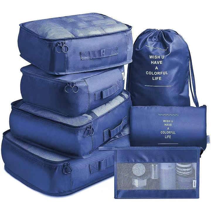 Navy Blue Travel Packing Cube Set - 7-Piece Luggage Organizer for Clothes, Toiletries, and Accessories