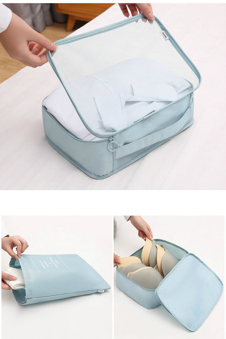 Light Blue Travel Packing Cube Set - 7-Piece Luggage Organizer for Clothes, Toiletries, and Accessories