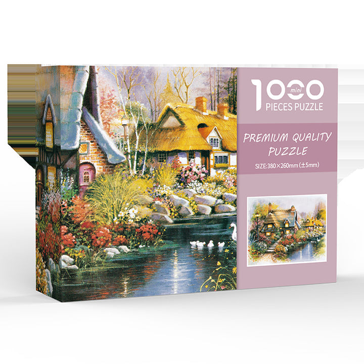 Warm Country Time DIY 1000-Piece Paper Puzzle - Creative Educational Toy for Family Fun