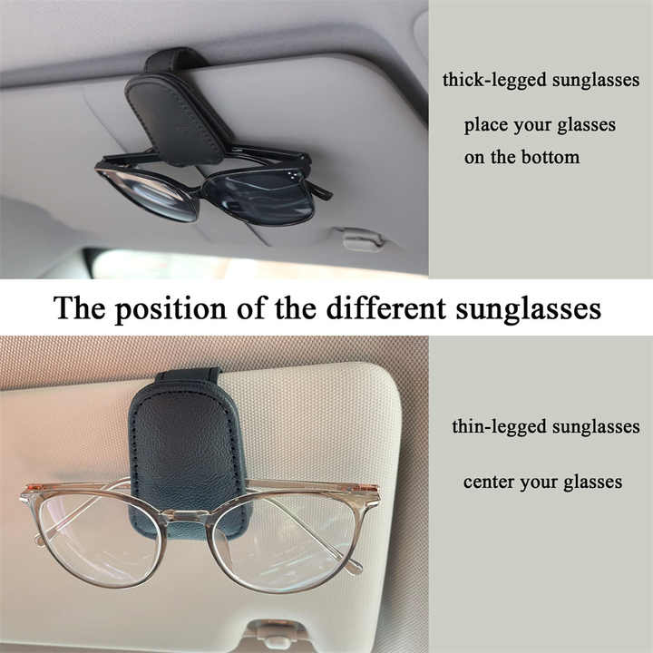 2pcs Black Car Sun Visor Glasses Holder - Universal Sunglasses Clip for Secure Storage