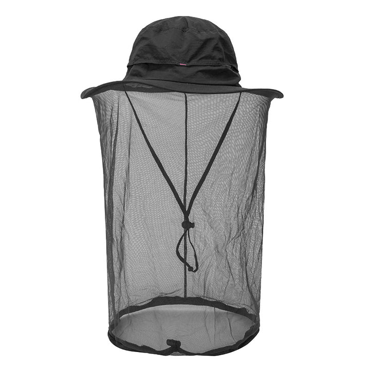 Black Outdoor Mosquito Net Hat - Sun Protection and Insect Repellent Bucket Hat