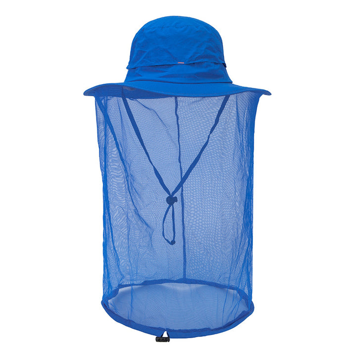 Blue Outdoor Mosquito Net Hat - Sun Protection and Insect Repellent Bucket Hat