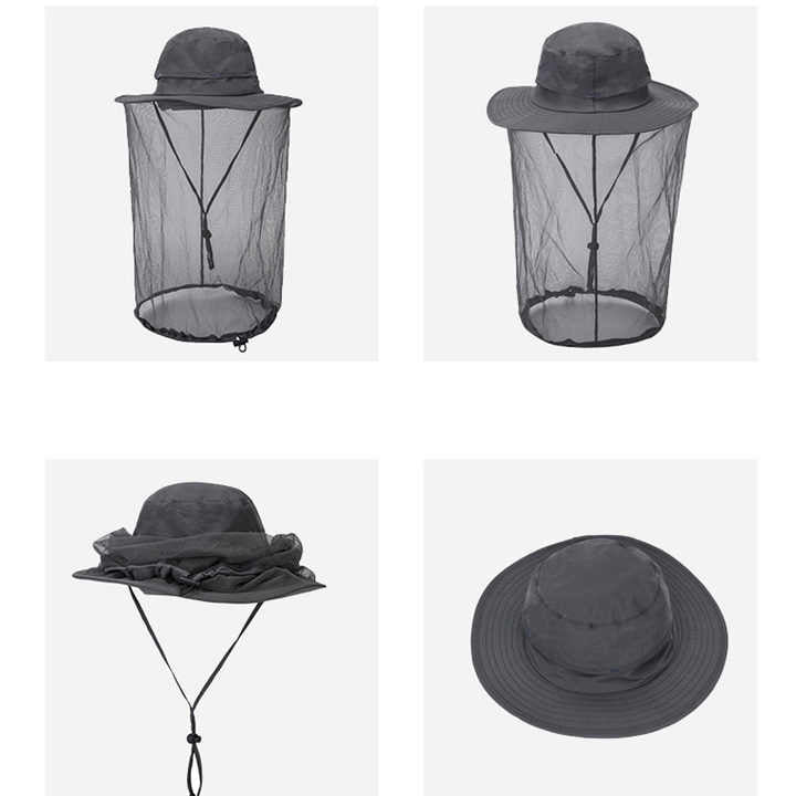 Rose Red Outdoor Mosquito Net Hat - Sun Protection and Insect Repellent Bucket Hat