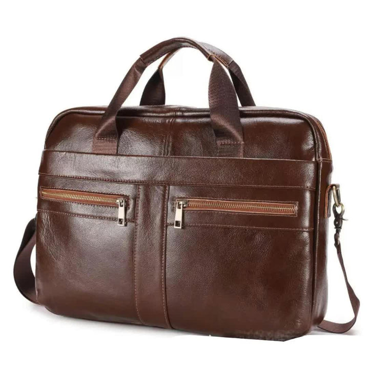 Brown Men's Genuine Leather Briefcase - Classic Business Messenger Bag