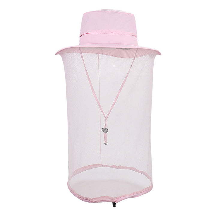 Pink Outdoor Mosquito Net Hat - Sun Protection and Insect Repellent Bucket Hat