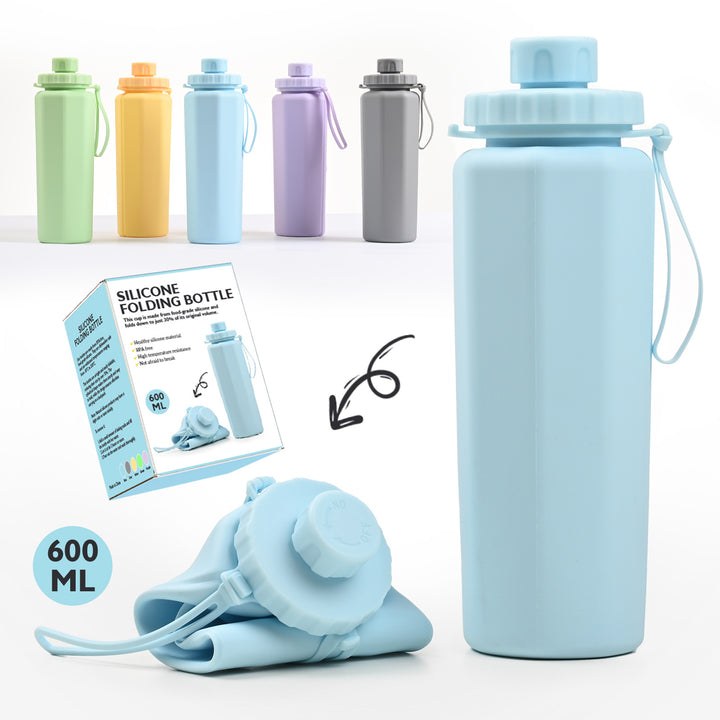 Purple 600ml Silicone Collapsible Water Bottle - Portable and Eco-Friendly Hydration Solution