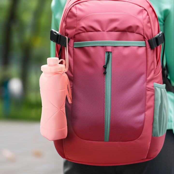 Pink 600ml Silicone Folding Water Bottle - Eco-Friendly Collapsible Travel Bottle600ml Silicone Folding Water Bottle - Eco-Friendly Collapsible Travel Bottle