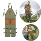 Khaki Pocket Heavy-Duty Gardening Apron with Adjustable Straps and Multi-Pocket Design