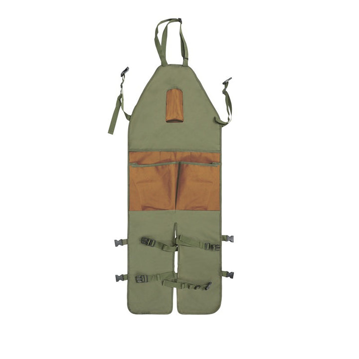 Brown Pocket Heavy-Duty Gardening Apron with Adjustable Straps and Multi-Pocket Design