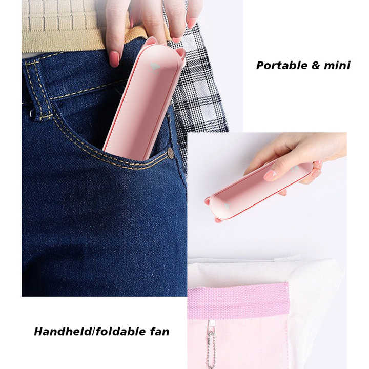 Brown Portable Foldable Mini Fan with USB Power Bank