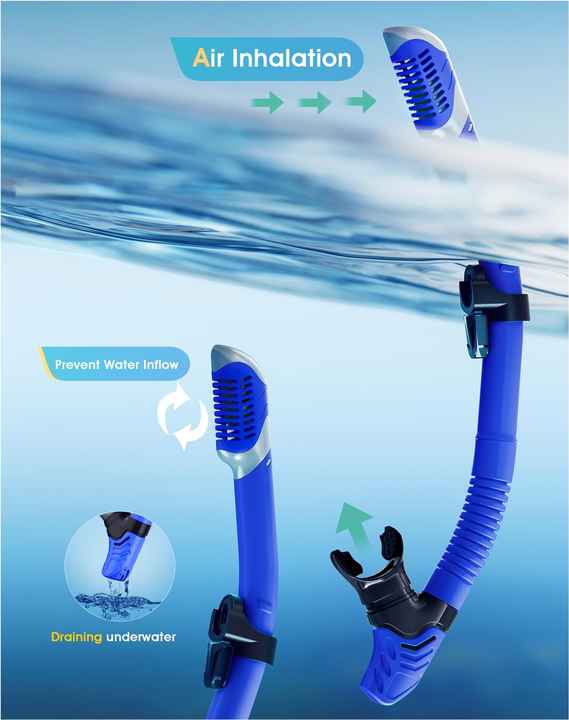 Black Professional Snorkeling Mask and Dry-Top Snorkel Set