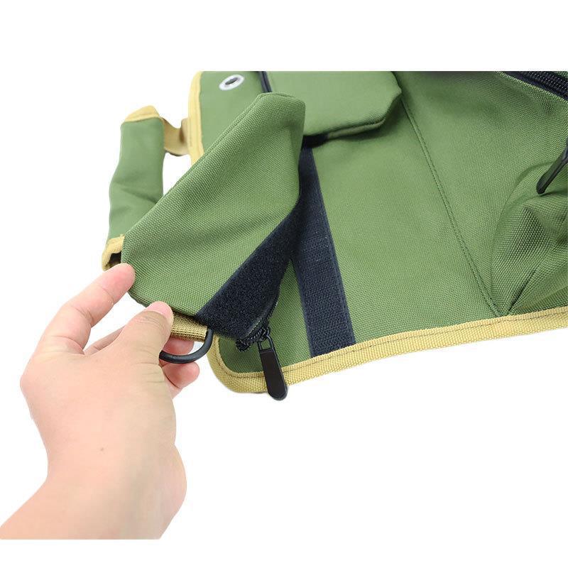 Green Portable Roll-Up Tool Organizer with Zippered Pockets