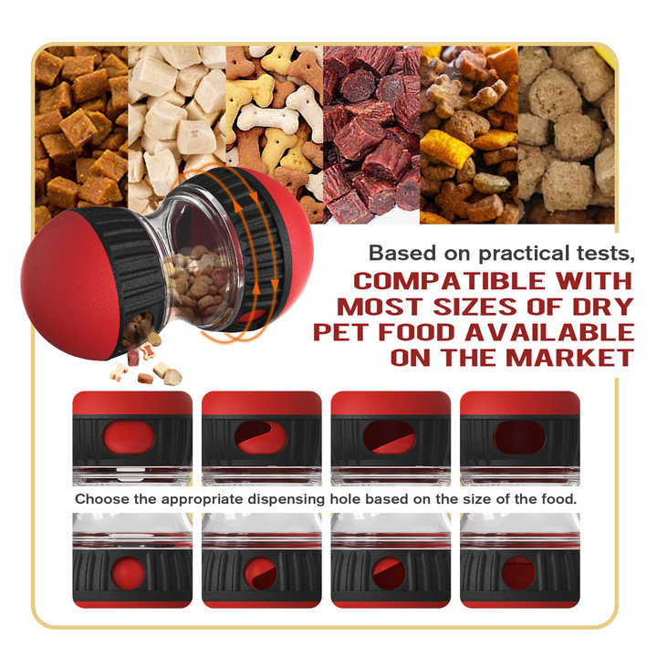 Red Interactive Dog Slow Feeder Toy - Food Dispenser Ball for Healthy Digestion