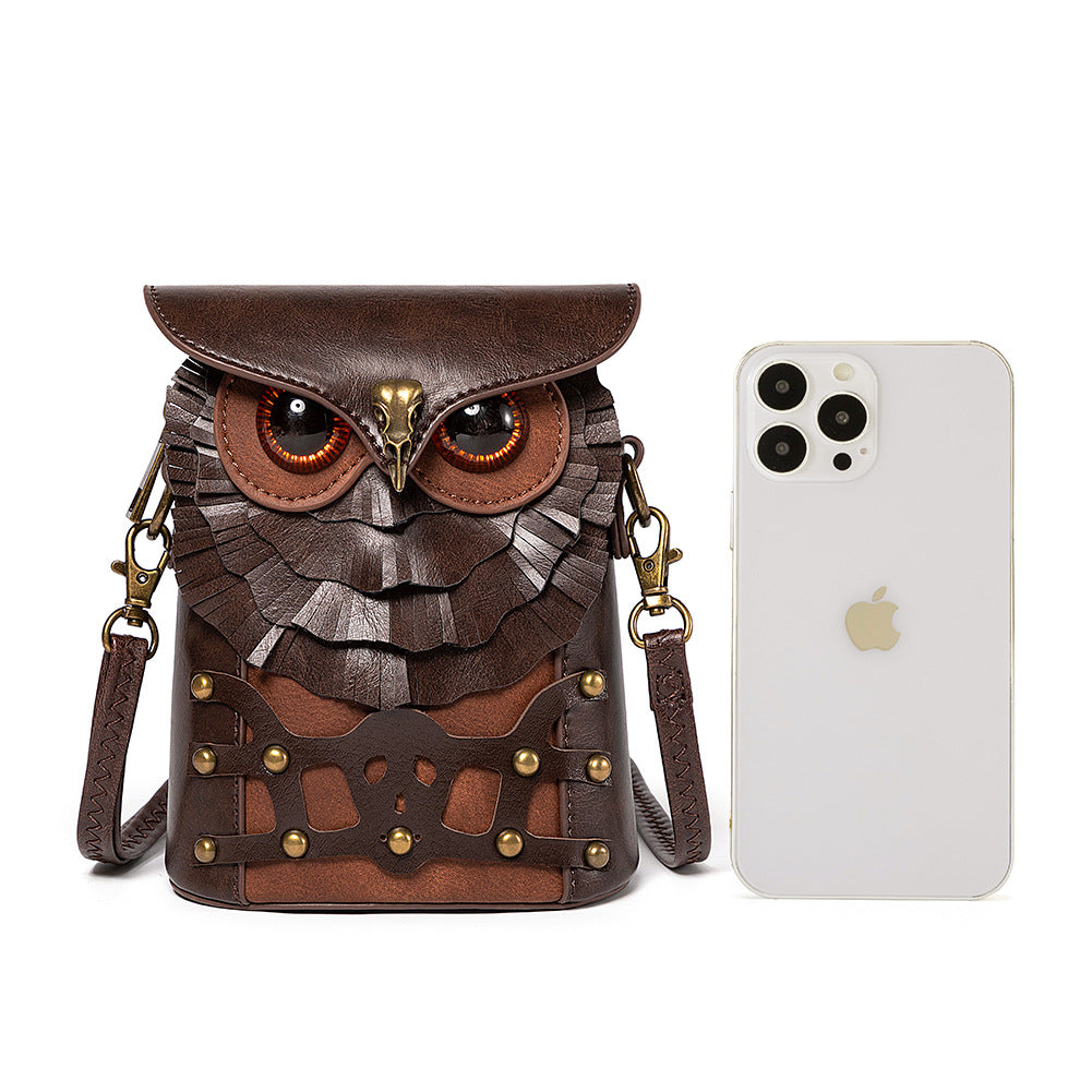 Handcrafted Leather Owl Crossbody Bag – Unique Retro Design Shoulder Purse for Women