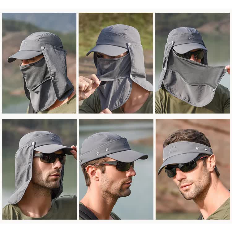 Grey UV Protection 4-in-1 Outdoor Sun Hat with Removable Flaps