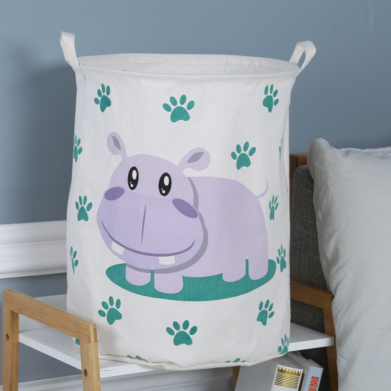 Hippo Canvas Laundry Storage Basket with Adorable Animal Designs