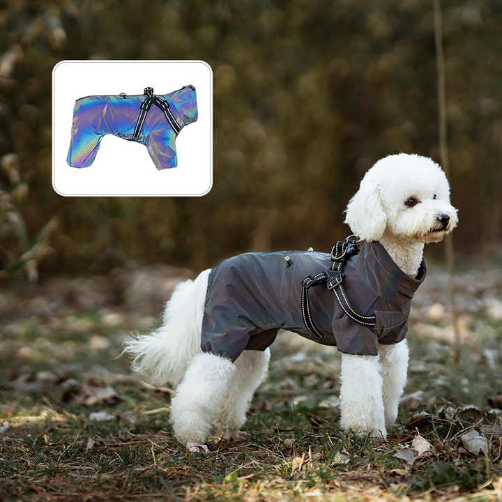 M Laser Adjustable Waterproof Reflective Dog Raincoat with Harness Design