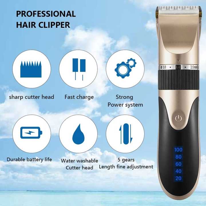 Gold Rechargeable Pet Hair Clipper with Adjustable Blades