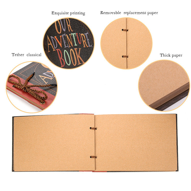 DIY Scrapbook Adventure Album – Retro Kraft Paper Photo Book with String Binding