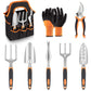 Orange 8-Piece Heavy-Duty Gardening Tool Set with Ergonomic Handles and Storage Bag